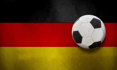 Bir futbol Alman bayrağı önünde gerçekçi 3d render