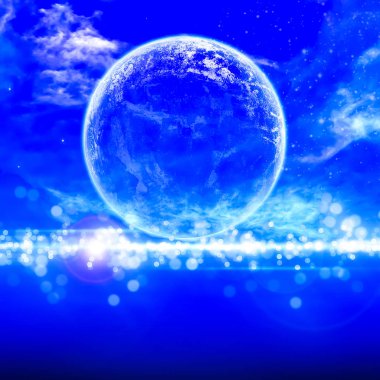 Huzurlu arka plan, gece gökyüzünde dolunay ile yıldız, güzel