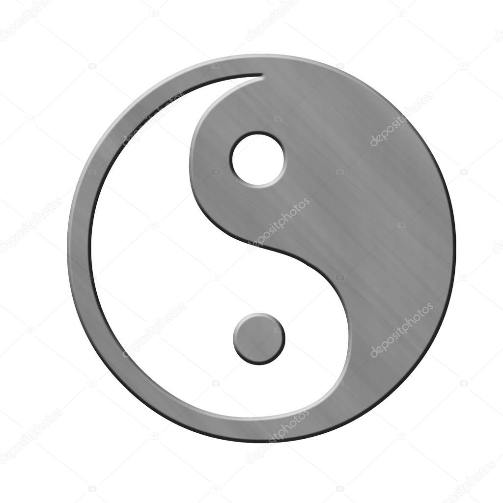 yin yang metal isolated on white background