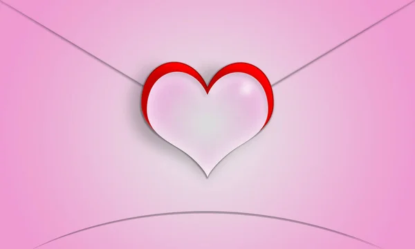 Lettera d'amore rosa a forma di cuore di San Valentino . — Foto Stock