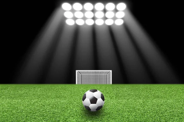 Футбольный мяч на траве на стадионе — стоковое фото