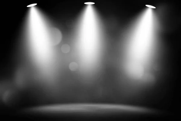 Reflektorfényben a füst stúdió szórakoztató háttere. — Stock Fotó