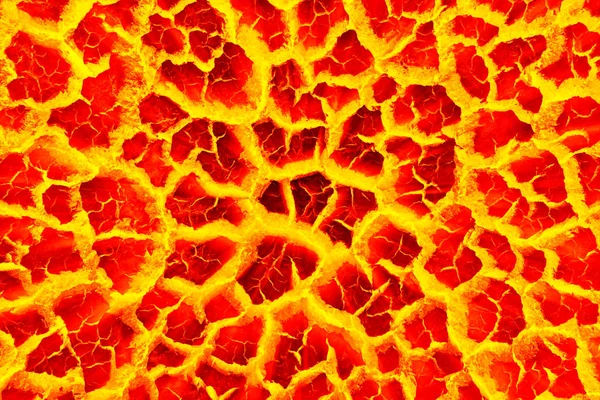 Calor rojo agrietado textura del suelo después de erupción volcán —  Fotos de Stock