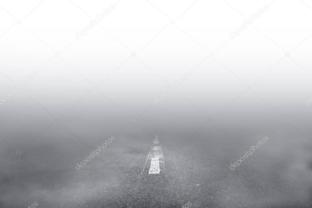 Road with fog in the morning