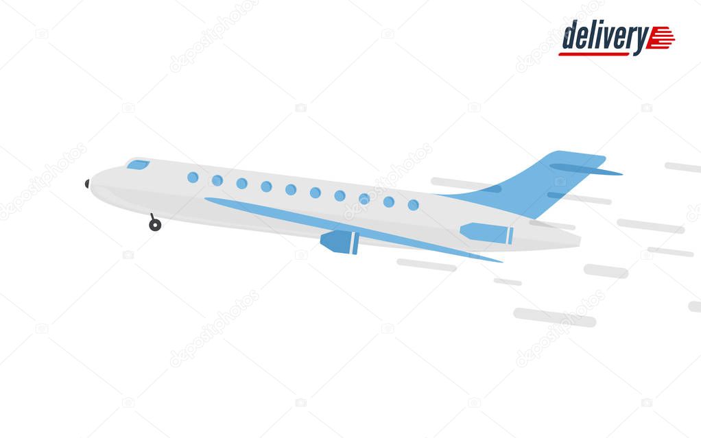 Aircraft - public transport design. Fast delivery icon shipping plane.