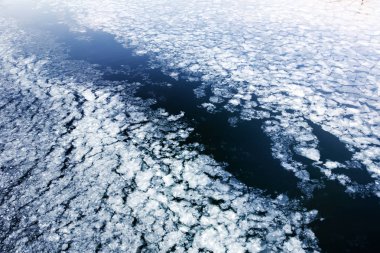 Nehirde sürüklenen bahar buz