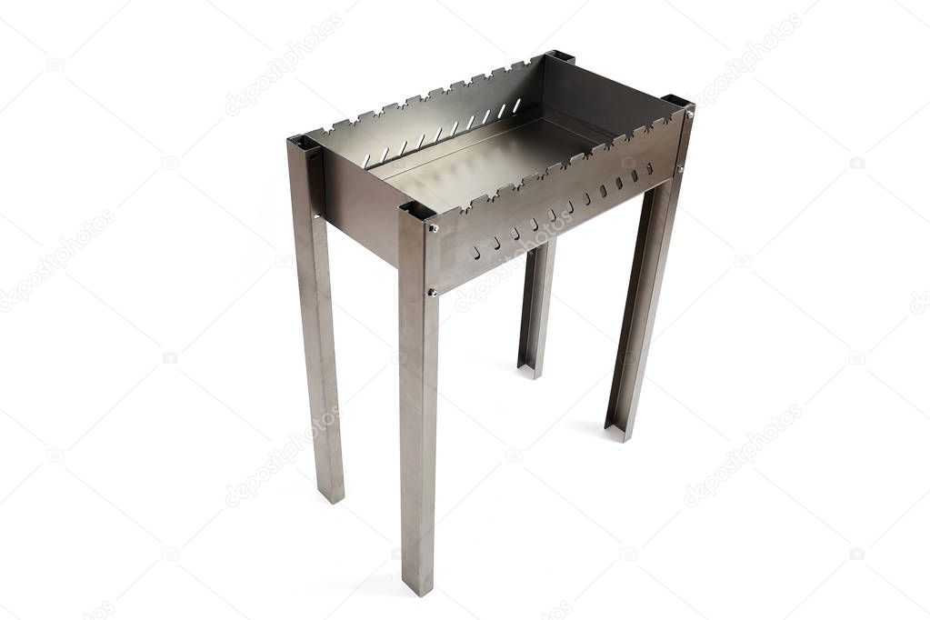 New empty metal Brazier for barbecue grill isolated on white