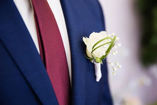 Vőlegény Ruha Esküvői Boutonniere — Stock Fotó