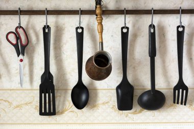 spatula, kaşık, Kepçe, Kepçe kahve, makas, mutfak ut için