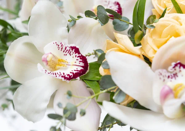 Fiori bianchi del Orchid in un mazzo di nozze, petalo delicato del fiore — Foto Stock