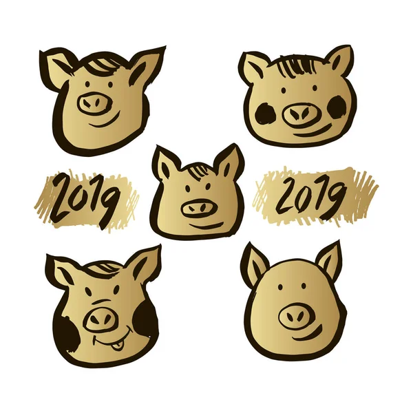 Schweine 2019 — Stockvektor