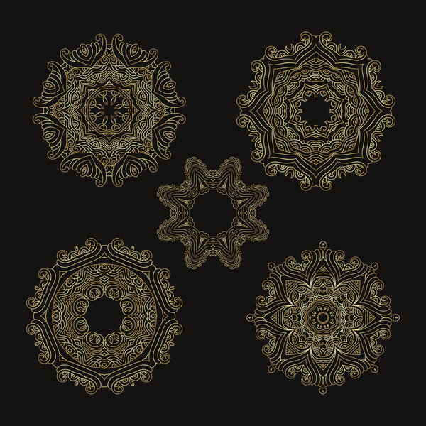 Set of golden mandalas3