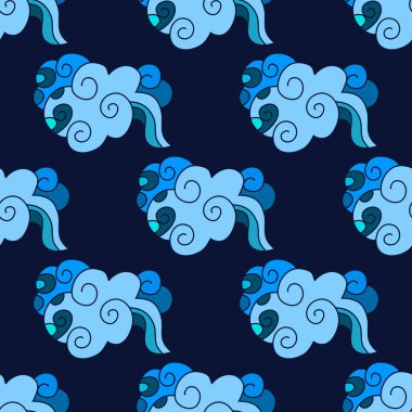 Güzel Japon desenli bulutlar, dalgalar. Altın folyo dalgaları. Japonca, Çince elementler. Vektörsüz Asya dokusu. Paketleme, tekstil, kağıt, kumaş, imalat, duvar kağıtları, baskı ve yapıştırma kitabı üzerine baskı yapmak için.