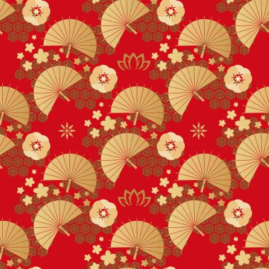 Güzel Japon desenli bulutlar, dalgalar. Japonca, Çince elementler. Vektör dikişsiz Asya dokusu. Paketleme, tekstil, kağıt, kumaş, imalat, duvar kağıtları üzerine baskı yapmak için.