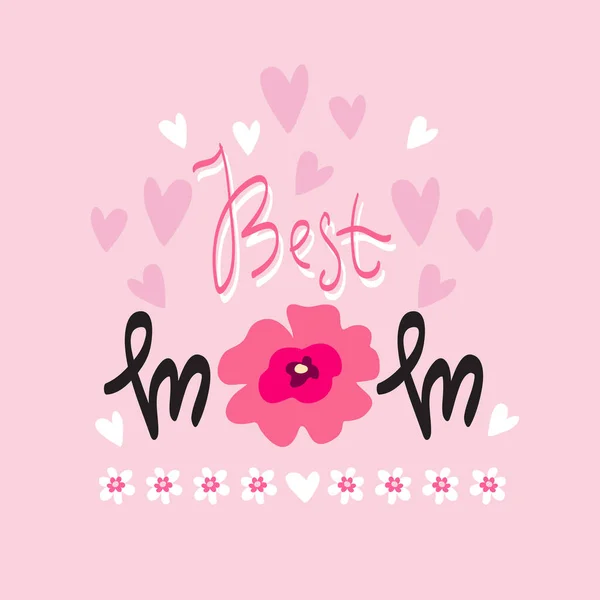 Best Mom Lettering Happy Mother Day Card Cute Template Poster — Stock Vector