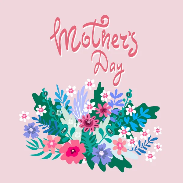 Feliz Dia Mãe Cartaz Modelo Bonito Cartão Saudação Com Flores — Vetor de Stock