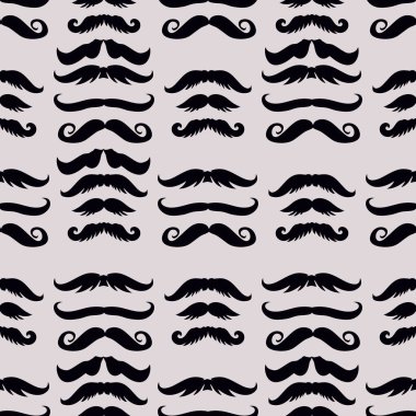 Bıyıklı komik, pürüzsüz bir desen. Babalar Günü. Çizgi film tarzında şirin vektör dokusu. Tasarımın için, posterler, tekstil, düğün davetiyesi. Vektör illüstrasyonu.  