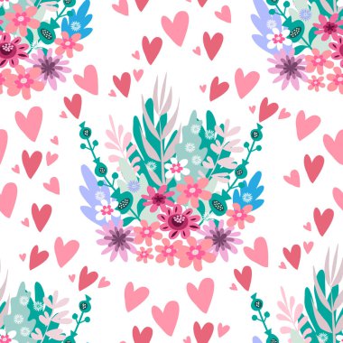 Kalpleri ve narin buketleri olan, kusursuz desenli güzel bir çiçek. Meadow Millefleurs. Tekstil, kumaş, duvar kağıdı, desen dolguları, kapaklar, yüzey, baskı, paket, kupür defteri için çiçek arkaplanı