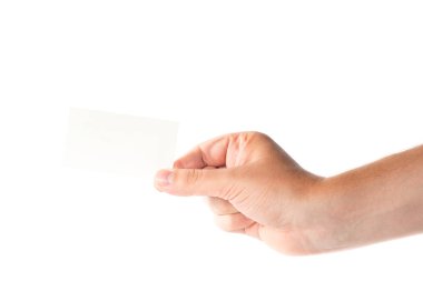 Erkek el kartvizit beyaz zemin üzerine izole