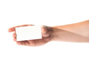 Erkek el kartvizit beyaz zemin üzerine izole