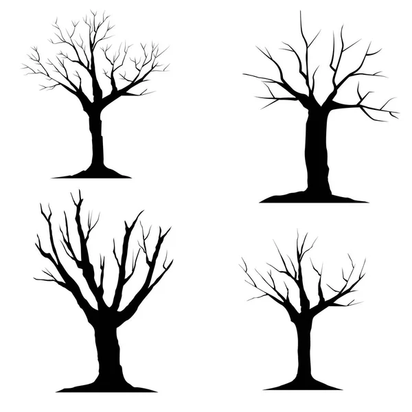 Árbol negro sin hojas conjunto — Vector de stock