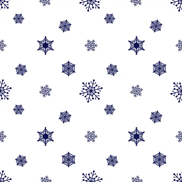 Snöflinga mörkblå vit bakgrund — Stock vektor