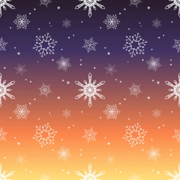 Snöflinga mönster nyans lager solnedgång sky färg bakgrunden — Stock vektor