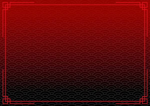 Fond chinois noir avec bordure rouge — Image vectorielle