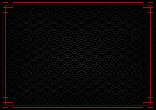 Fond chinois noir avec bordure rouge — Image vectorielle