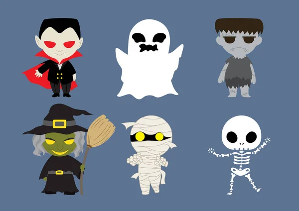 Halloween lindo personaje de dibujos animados — Vector de stock