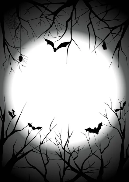 Feliz Halloween murió árbol silueta fondo — Vector de stock