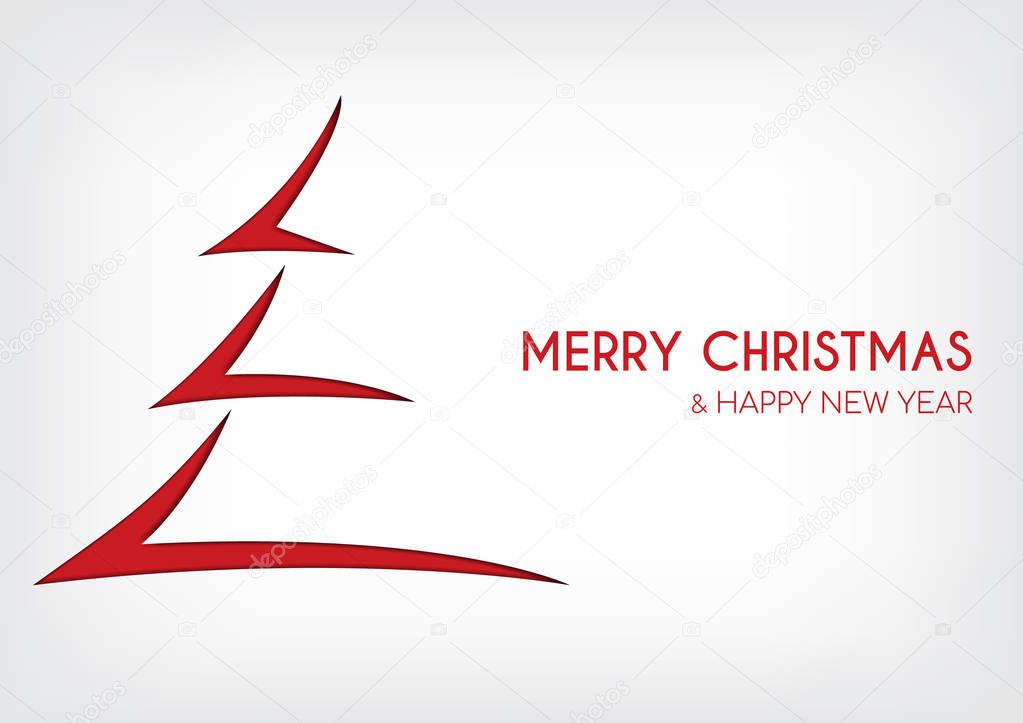 red abstract merry christmas tree arrow paper cut