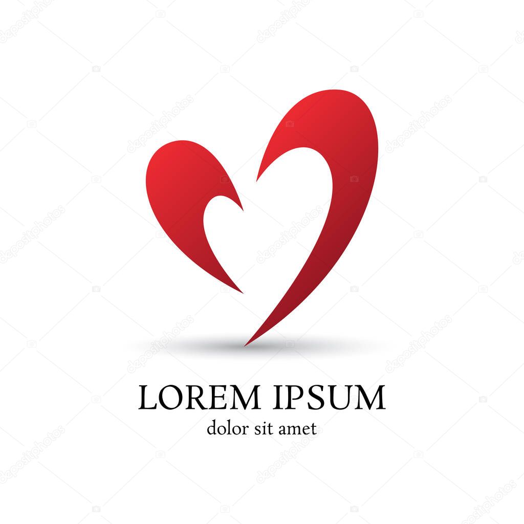 Love vector logo design template, minimal heart icon, valentine abstract sign, vector illustration