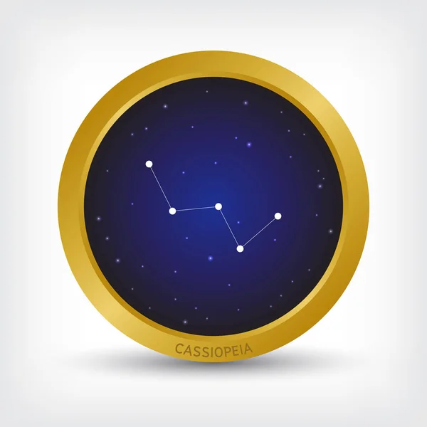 Het Sterrenbeeld Cassiopeia Gouden Cirkel Groep Van Sterren Melkweg Vectorillustratie — Stockvector