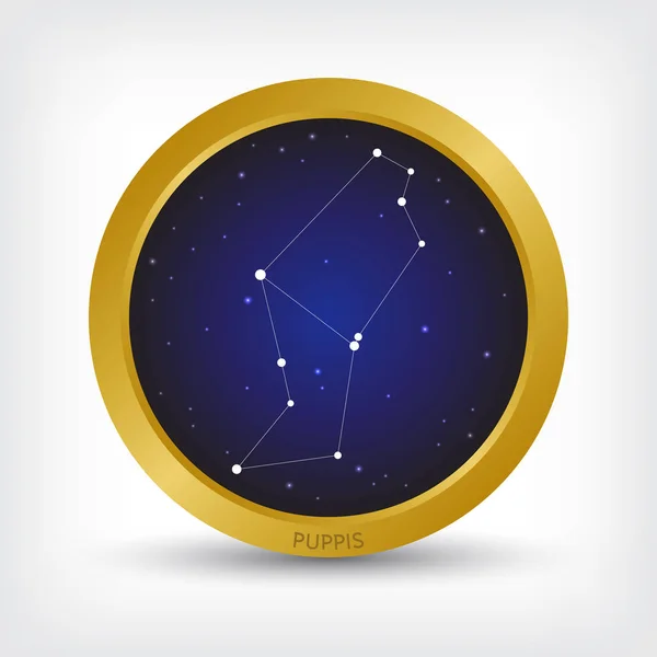 Welpensternbild Goldenen Kreis Sternengruppe Galaxie Vektorillustration — Stockvektor
