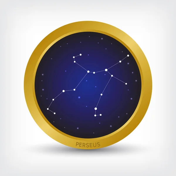 Gouden Cirkel Groep Van Sterren Melkweg Vectorillustratie Sterrenbeeld Perseus — Stockvector
