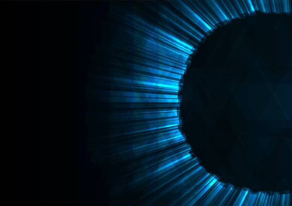 голубой абстрактный фейерверк с перекрытием фона треугольника, линия цветения круга, геометрический фон технологии, векторная иллюстрация
