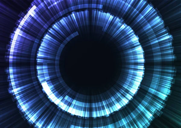 Blå Abstrakt Circle Eye Radar Digital Överlappning Lager Linje Teknik — Stock vektor