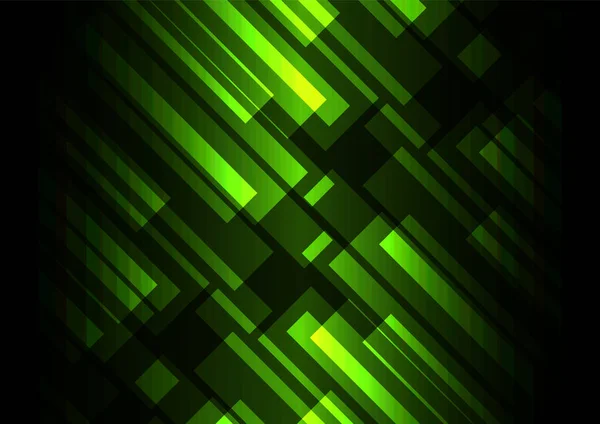 Grüne Balkenüberlappung Dunklen Hintergrund Streifenebene Hintergrund Technologievorlage Vektordarstellung — Stockvektor
