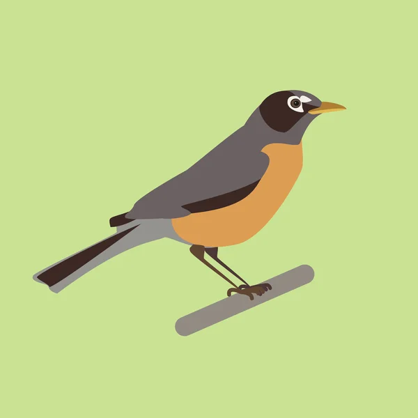 Nightingale bird on a branch. Isolated vector illustration of a flat — Stock Vector