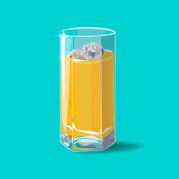 Orangensaft. ein Glas Orangensaft und Eis. Vektor — Stockvektor