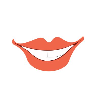 Beyaz dişler ile gülümse. Yalıtılmış düz vektör çizim