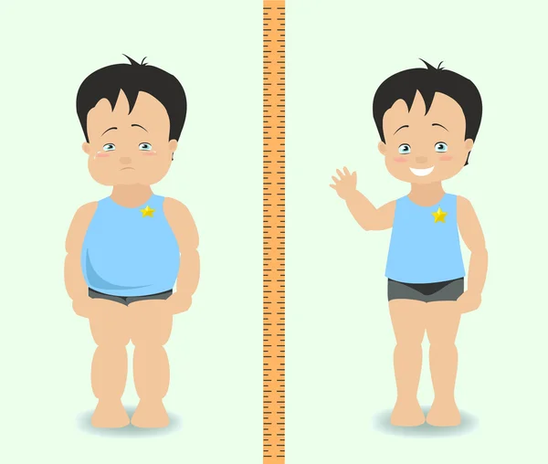 Gordo y delgado, concepto de pérdida de peso. Ilustración vectorial — Archivo Imágenes Vectoriales
