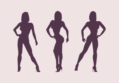Kadın siluetleri sporcular. Vücut geliştiriciler ve fitnesbikini teşkil etmektedir.