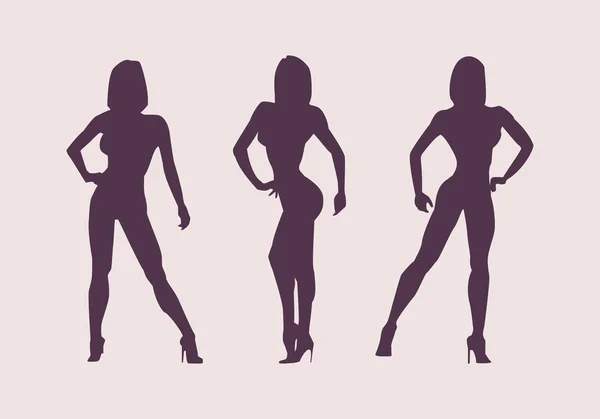 Kadın siluetleri sporcular. Vücut geliştiriciler ve fitnesbikini teşkil etmektedir.