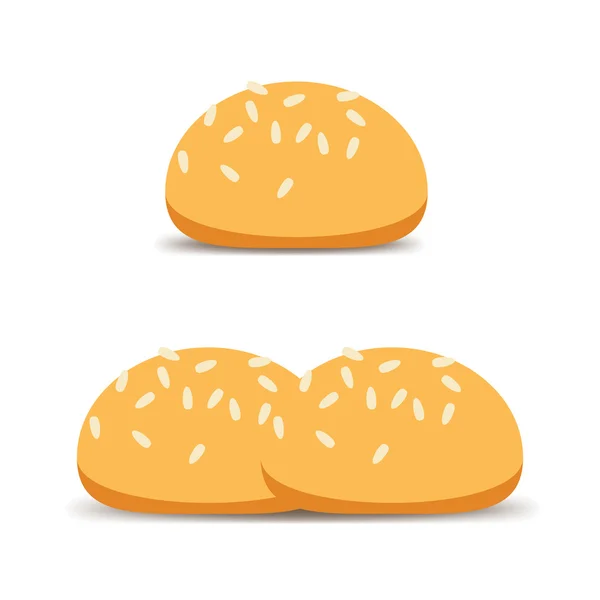 Pan con semillas de sésamo. Productos horneados hechos con harina blanca. Vector — Vector de stock