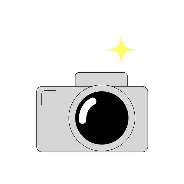 Câmera ícone com flash. Estoque Lienen plana isolada — Vetor de Stock