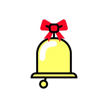 Noel zil simgesini bir yay ile. Vektör Lineer düz