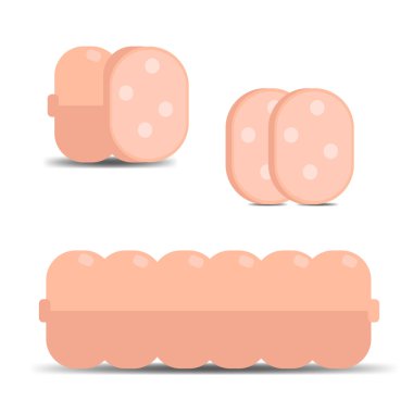 Sosis. Düz bir sosis vektör çizim dilimlenmiş
