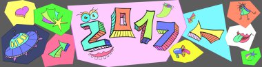 2017 mutlu yeni yıl kutlama için'deki komik yaratıcı tasarım